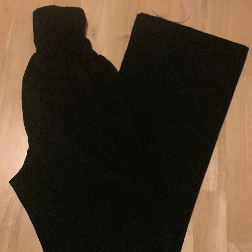 Motherhood Maternity wide leg relaxed black slacks with secret fit belly, Size M